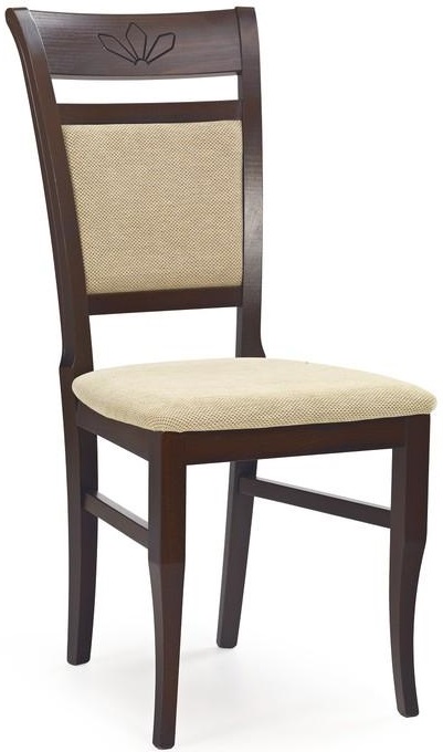Jídelní židle JAKUB – masiv, látka, tmavý ořech / béžová
