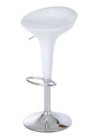Jídelní barová židle VOLOS – bílá, plast/chrom