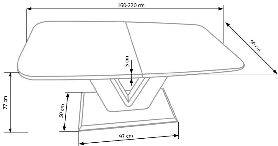 Jídelní rozkládací stůl MISTRAL –? 160x90x77 (+60), kov, bílý Halmar (obrázek 10)