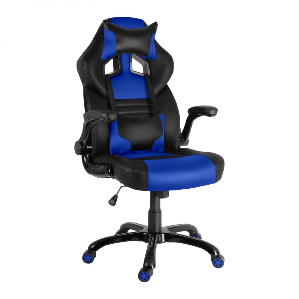 Herní židle A-RACER Q19 –⁠ PU kůže, černá/modrá