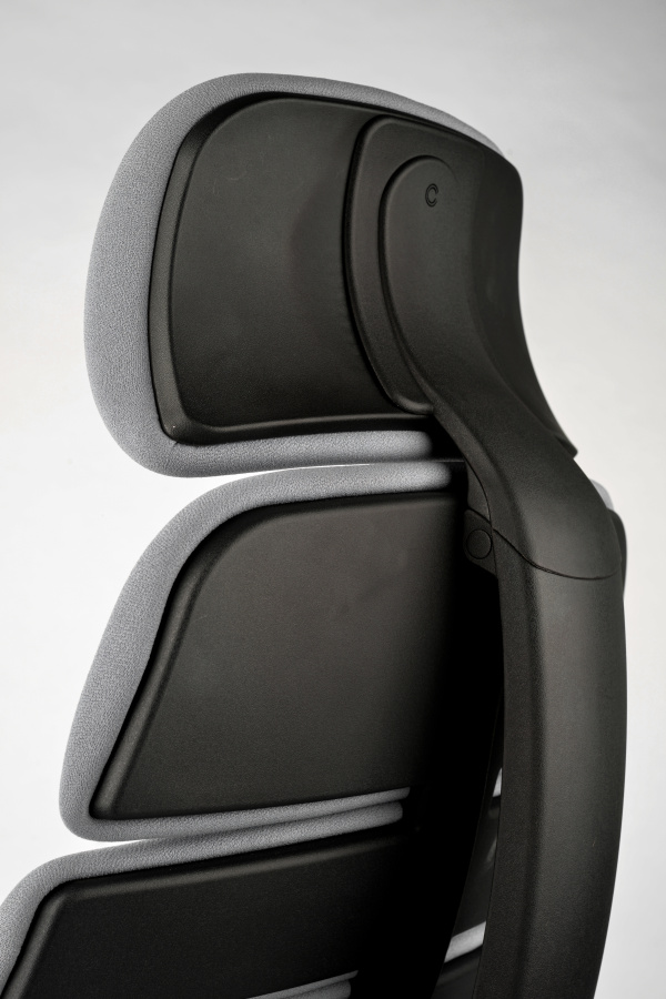 Kancelářská ergonomická židle SPINE s podhlavníkem — látka, nosnost 130 kg, více barev Šedá (obrázek 16)