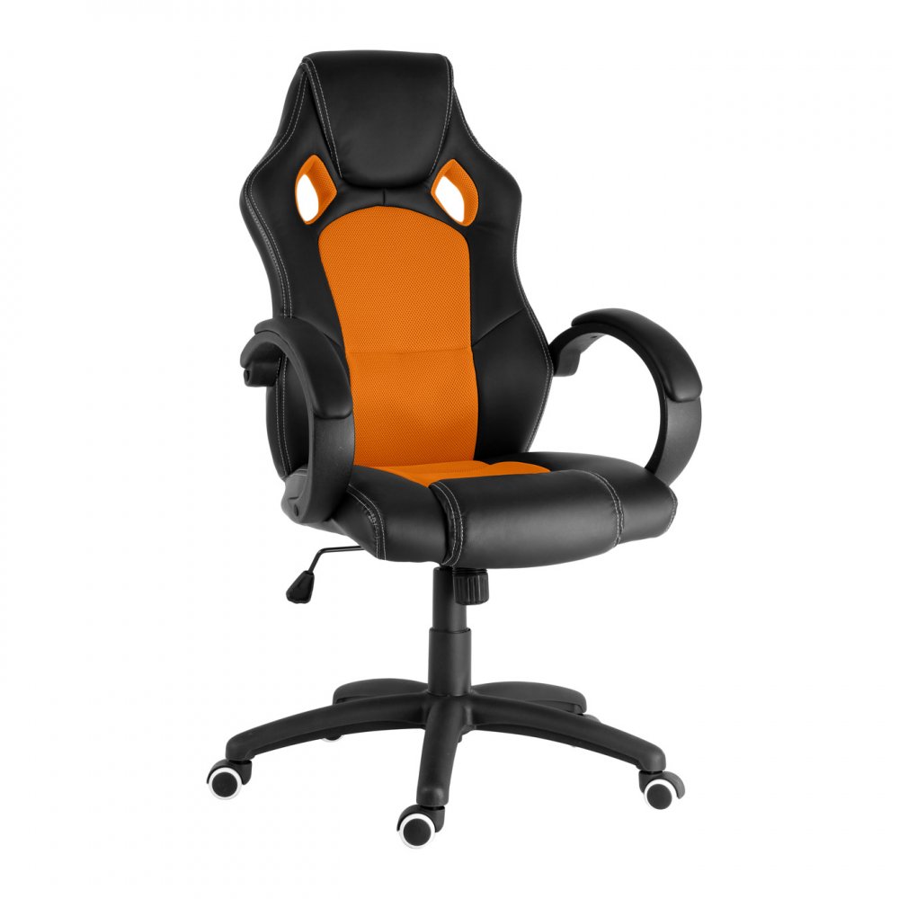 Herní židle OMAHA –⁠ látka/PU kůže, černo-oranžová