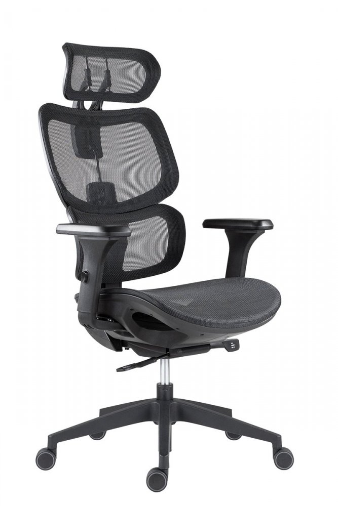 Kancelářská ergonomická židle ETONNANT — síť, černá, nosnost 130 kg