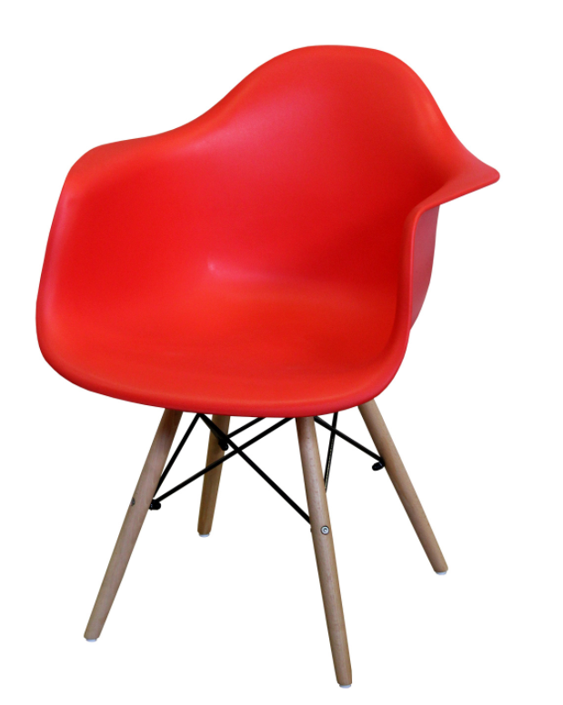 Jídelní židle DUO – plast, kov/masiv buk, více barev Červená