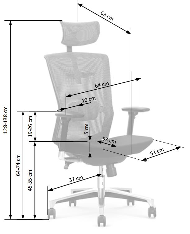 Kancelářská ergonomická židle AMBASSADOR – látka, šedá/černá Halmar (obrázek 2)