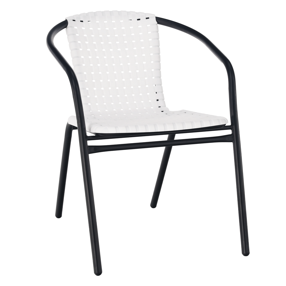 Zahradní židle BERGOLA — kov, plast, černá / bílá