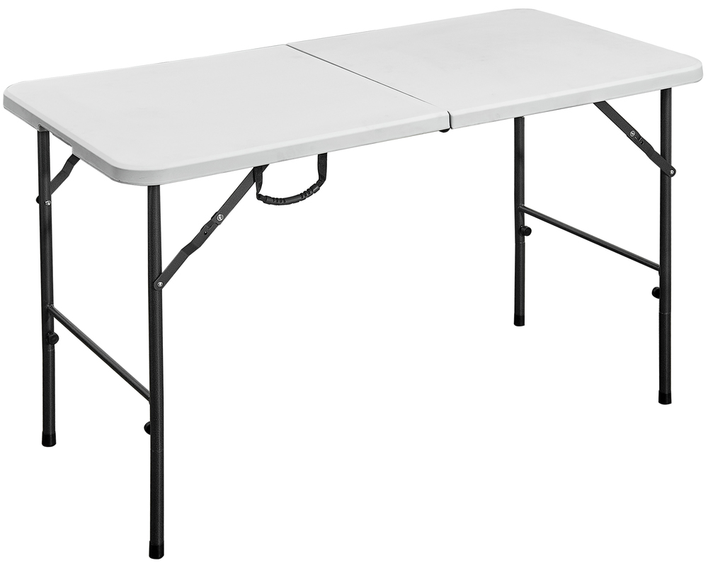 Zahradní skládací stůl RING — kov, plast, černá/bílá, 120x60x74 cm