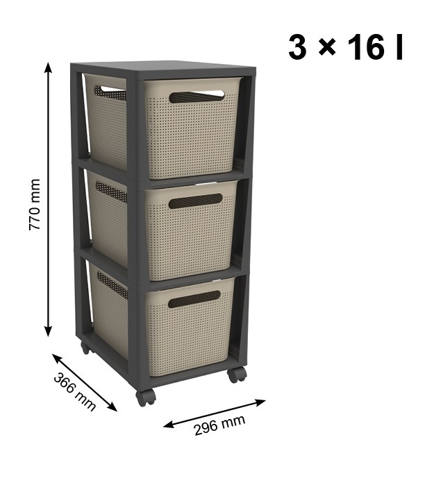 BRISEN komoda 3x16 L - antracit/cappuccino (obrázek 5)