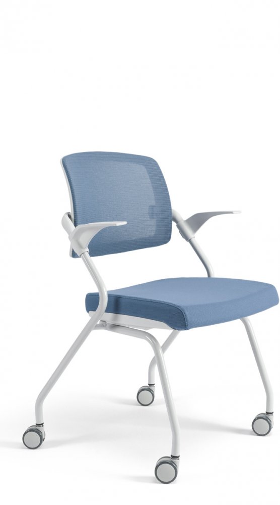 Konferenční židle na kolečkách Bestuhl U20 WHITE — více barev, stohovatelná Modrá