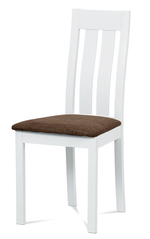 Jídelní dřevěná židle DADO – masiv buk, bílá, hnědý potah