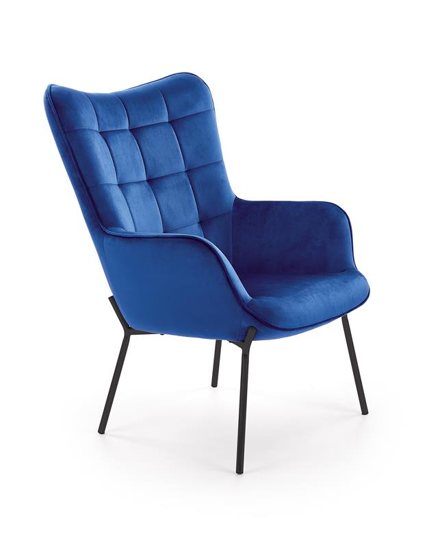 Designové relaxační křeslo CASTEL— kov, látka, více barev Modrá