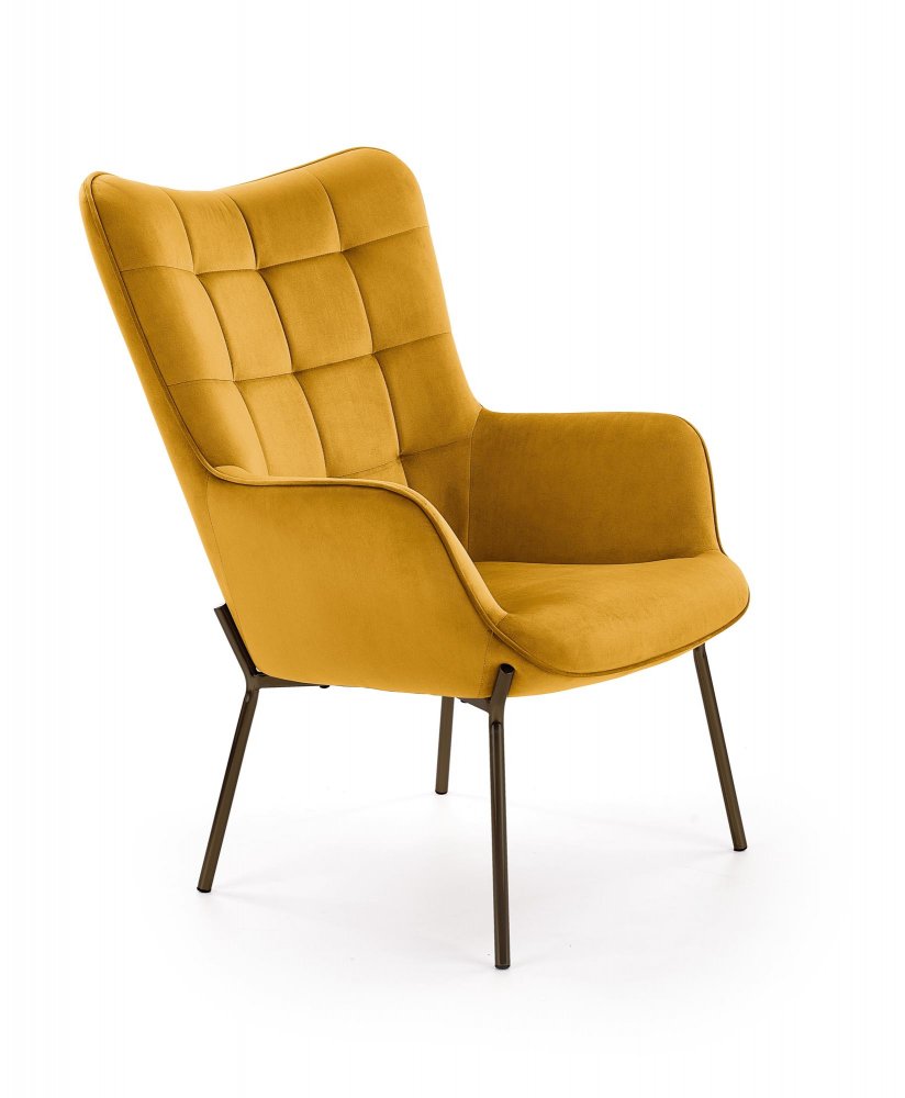 Designové relaxační křeslo CASTEL— kov, látka, více barev Žlutá