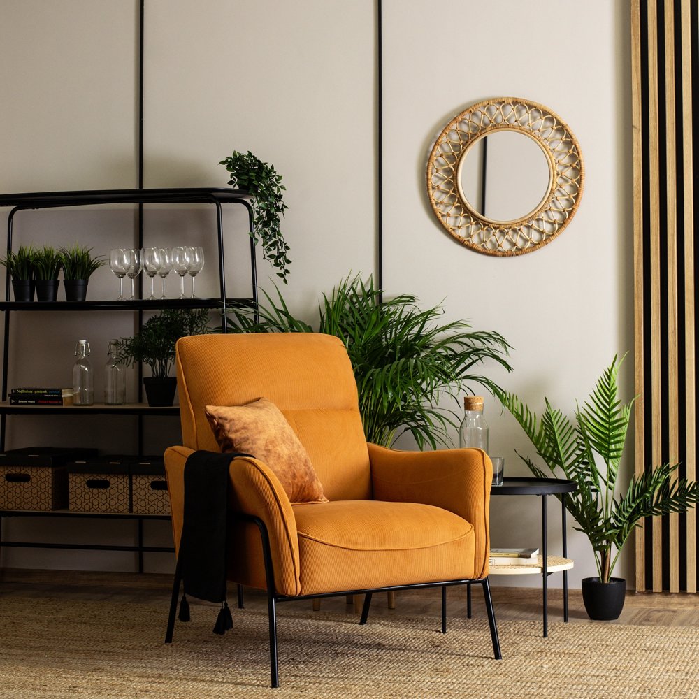 Kreslo ALBERTO v horčicovej farbe – štýl a pohodlie