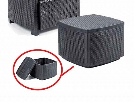 Zahradní stůl NAXOS s úložným prostorem — umělý ratan, antracit Bibl