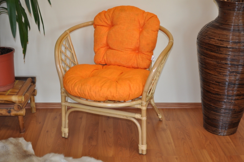 Zahradní křeslo ANTIGUA — ratan, medová / více barev Oranžový melír