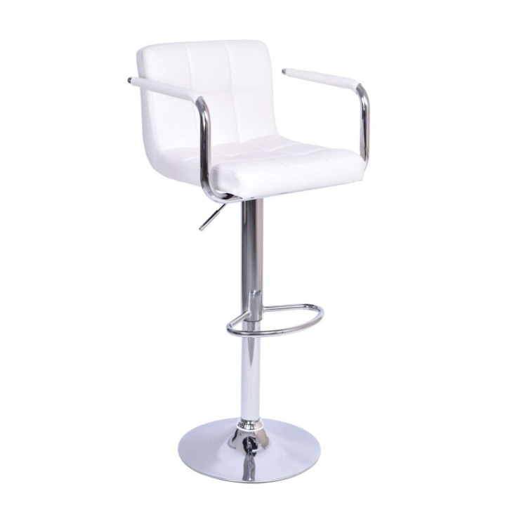 Barová židle LEORA 2 NEW — ekokůže/chrom, více barev Bílá