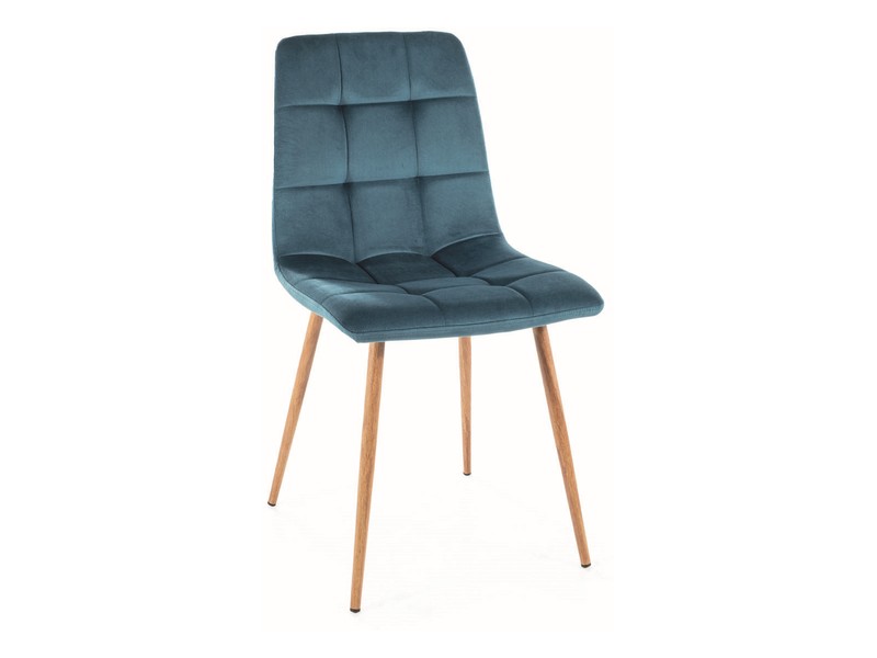 Jídelní židle MILA — kov, látka, dekor dub / více barev Tyrkysová