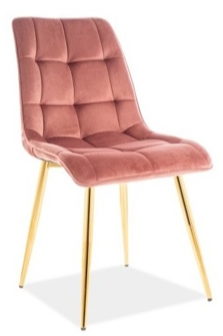 Jídelní židle CHIC — kov, látka, zlatá / více barev Růžová