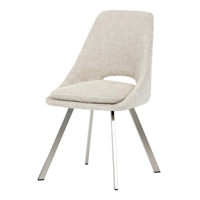 Jedálenská stolička RINA Autronic krémová Bouclé s kovovými nohami