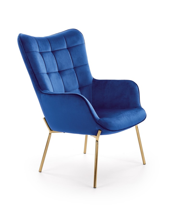 Designové relaxační křeslo CASTEL 2 — kov, látka, více barev Modrá