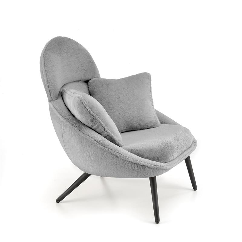 Designové křeslo MERRY s polštáři - ocel, látka, šedá Halmar (obrázek 6)