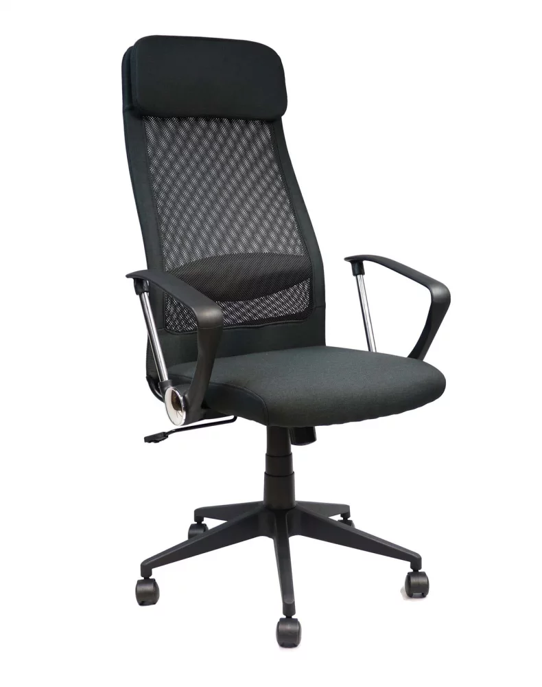 Otočná kancelářská židle KOMFORT Plus — síť, látka, černá