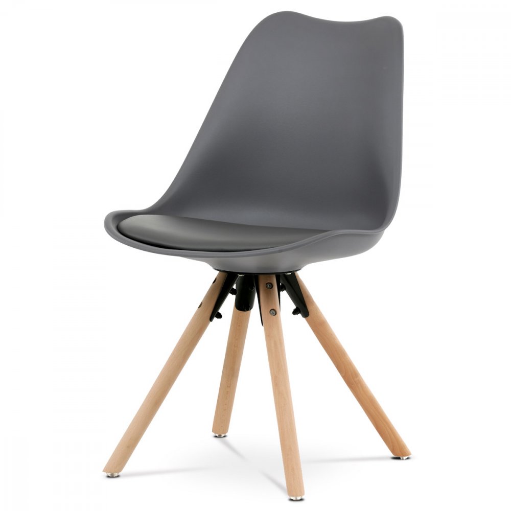 Jídelní židle KANTO — plast, ekokůže, více barev Šedá