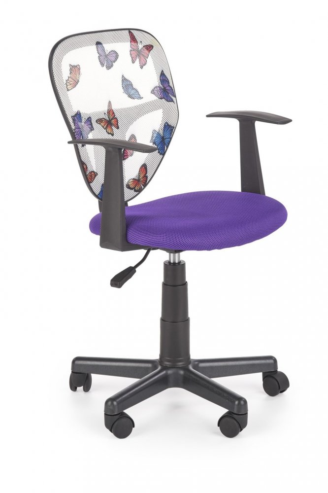 Dětská židle na kolečkách SPIKER — látka, bílá/fialová