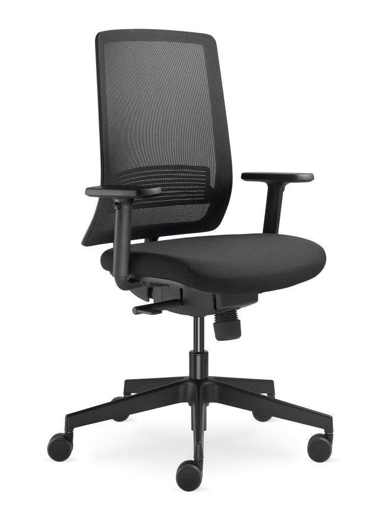 Levně Kancelářská židle LYRA Air s područkami – synchronní mechanika, síť, černá LD Seating